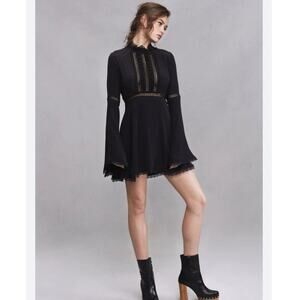 For Love & Lemons Willow Black Bell Sleeve Dress Size XS